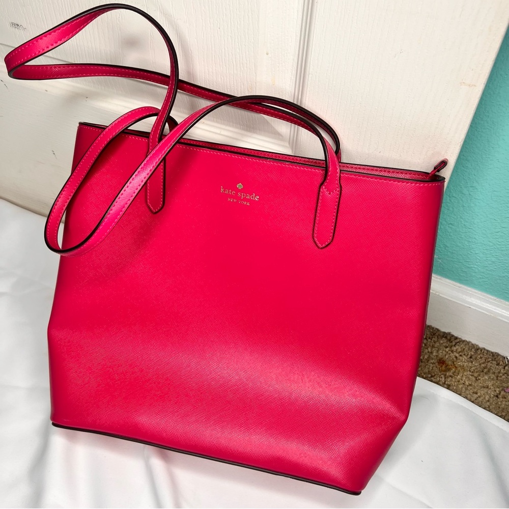 Kate Spade Hot Pink Medium Leather Tote Bag